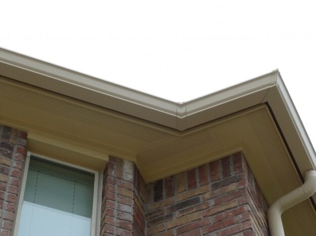 white gutters with corner piece and angled joining