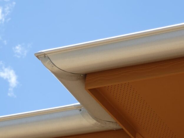 closeup of rain gutters