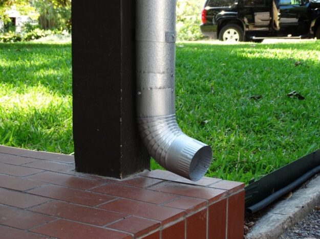 bottom of a metal downspout