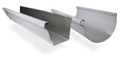 closeup of rounded and rectangular gutters