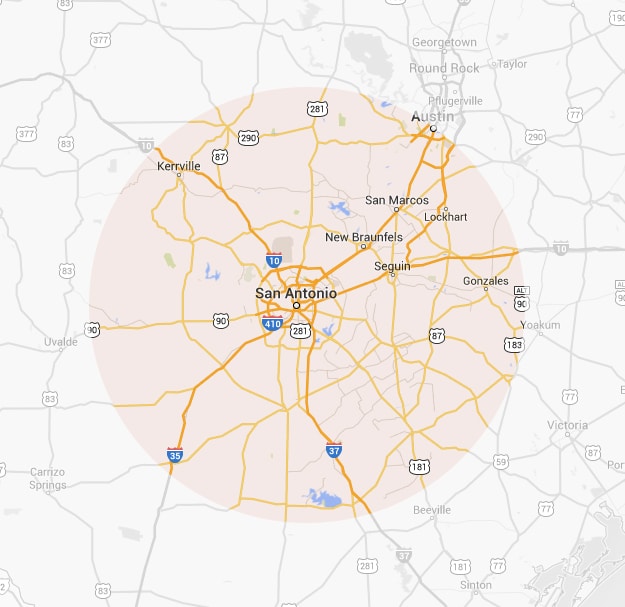 Map of San Antonio and the service areas they cover