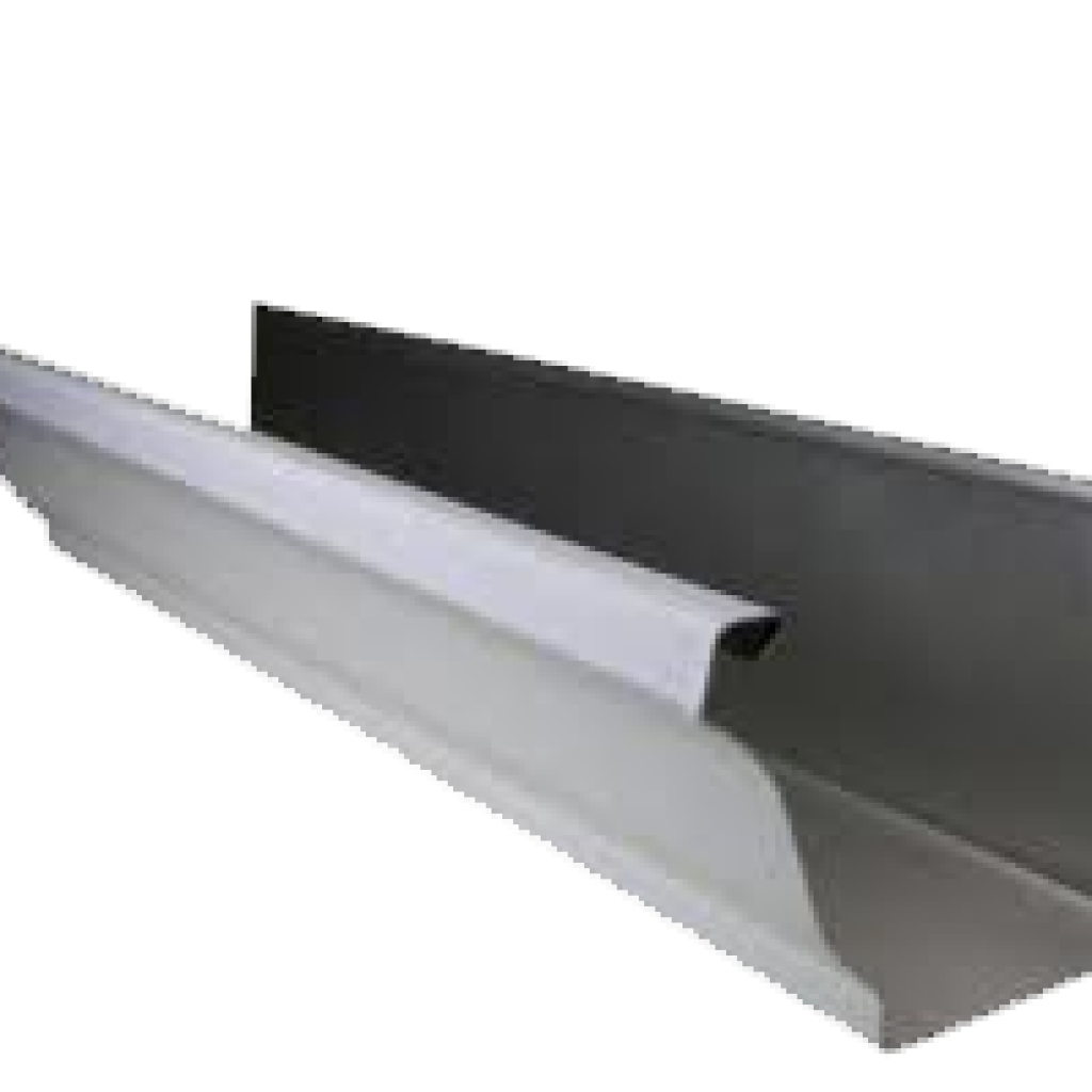 closeup of white aluminum gutters
