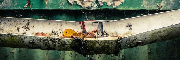 Broken Plastic Gutter Broken Plastic Gutter On The Roof Of A House Or Farm Building