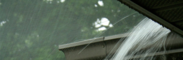 rain gutter slope with water exiting