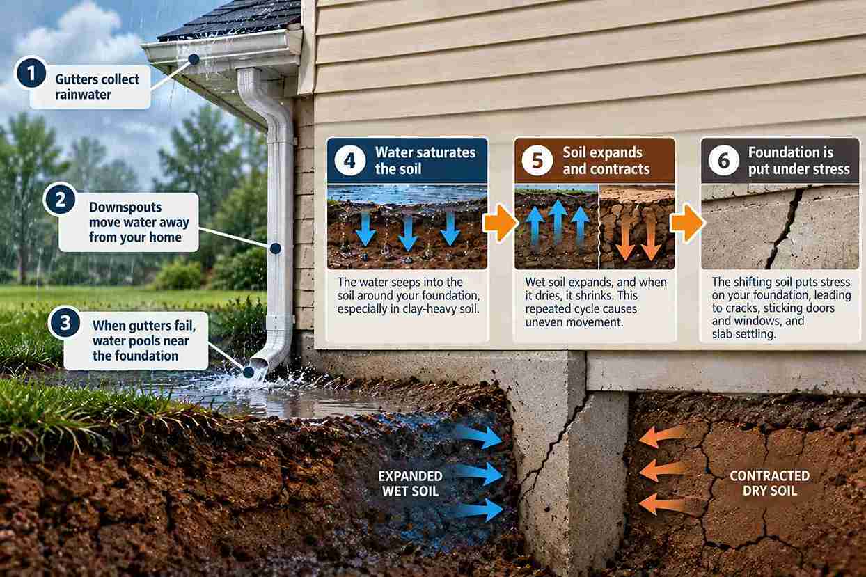 How Gutters and Foundation Damage Are Connected